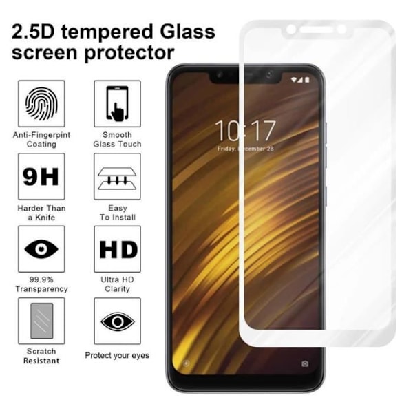 Skyddsfilm - CADORABO - Xiaomi Pocophone F1 - Härdat glas - Reptåligt - 0,3 mm tjockt Vit