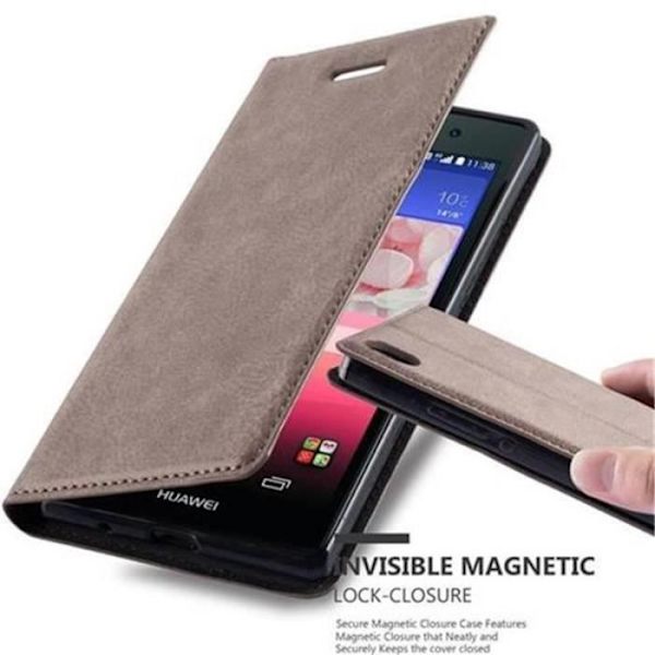 Cadorabo Huawei P7 Fodral KAFFEBRUNT Osynlig MAGNETISK STÄNGNING Fodral Fodral stöder stativ och kortplats