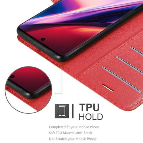 Skyddsfodral - CADORABO - Samsung Galaxy NOTE 10 - Syntetläder - Röd - Magnetstängning Röd