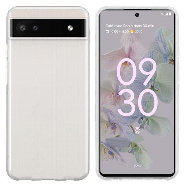 Transparent stötsäker silikonfodral för Google PIXEL 6A Vit