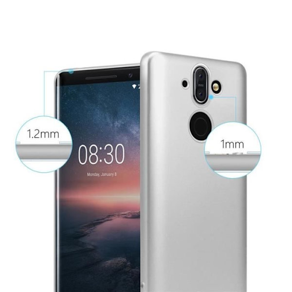 Cadorabo Fodral fungerar med Nokia 8 Sirocco i METALLISKT SILVER - Stötsäkert och reptåligt TPU silikonskydd - Ultratunt