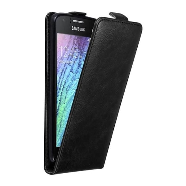 Coque - CADORABO - Samsung Galaxy J1 2015 - Syntetiskt läder - Flip - Magnetstängning Svart