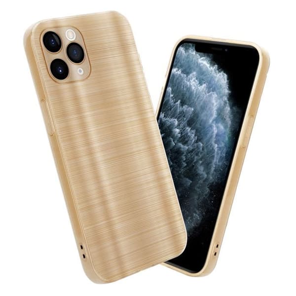iPhone 11 PRO Fodral Borstad Guld Kameraskydd Gul