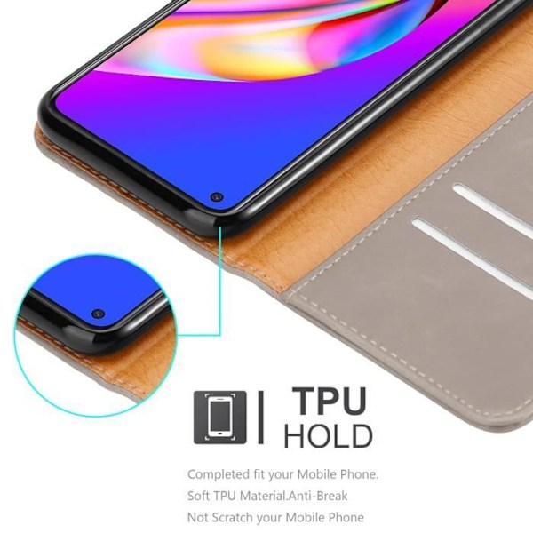 Fodral - CADORABO - Oppo A94 5G - Läderimitation - Brun - Stativfunktion Brun