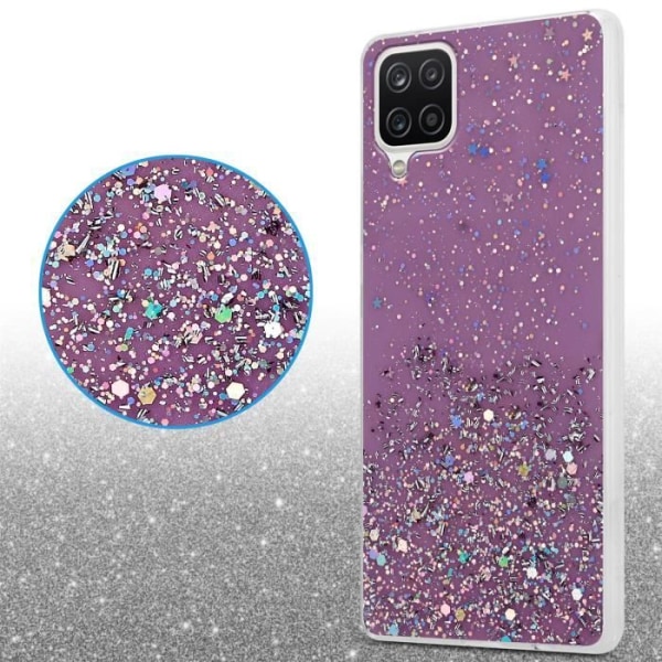 Fodral för Samsung Galaxy A12 / M12 i lila med glitter Cadorabo Cover Protection Flexibel TPU silikon