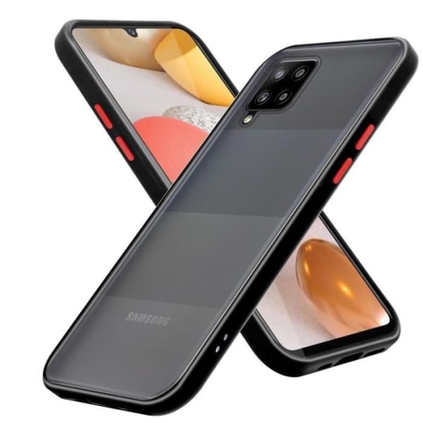 Fodral för Samsung Galaxy A42 5G / M42 5G i Frosted Black - Röda knappar Cadorabo Cover Hybrid Silikon TPU-skydd