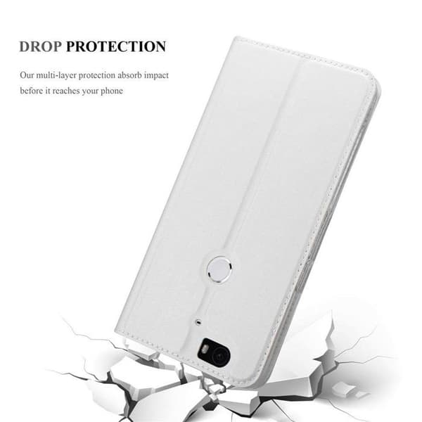 Fodral med lock för Huawei Google NEXUS 6P Plånbok i KLASSISK SILVER Stötsäker Grå