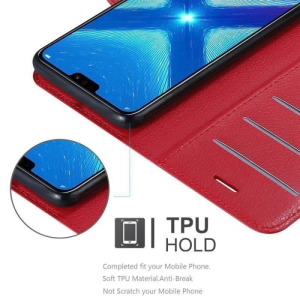 Cadorabo Fodral för Honor 8X - i rött - Bokfodral med magnetisk stängning, stativfunktion och kortplats - Fodral