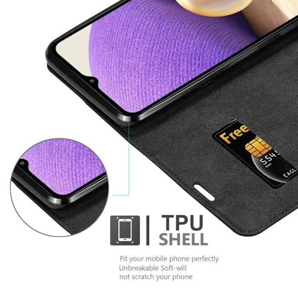 Fodral till Samsung Galaxy A32 5G i NIGHT BLACK Cadorabo Cover Protection magnetisk stängning NATTSVART