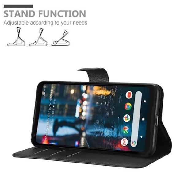 Fodral - CADORABO - Google Pixel 2 XL - Svart konstläder - Stativfunktion - Kortfack Svart