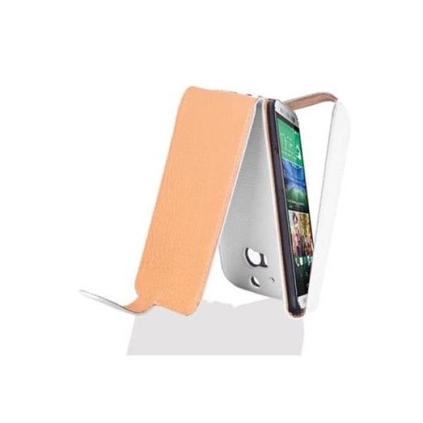 Cadorabo Fodral HTC ONE M8 (2. Generation) DESIGN FLIP Stil Fodral Fodral Fodral konstläder Struktur VIT ALABASTER