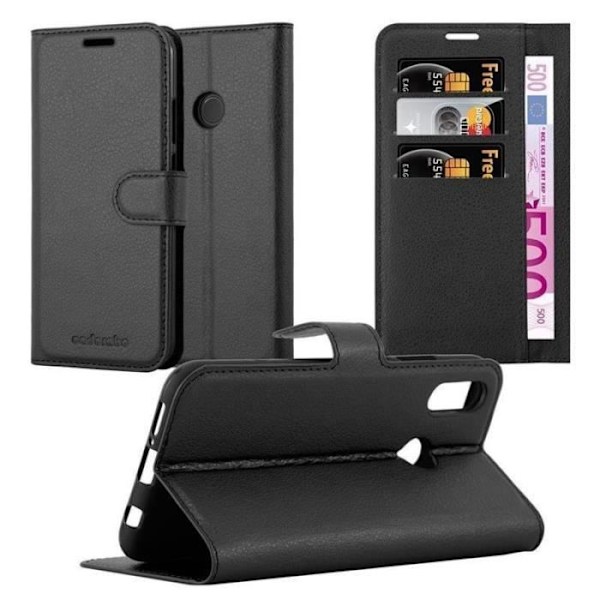 Coque - CADORABO - Huawei P20 LITE - Syntetiskt läder Svart - Horisontellt stöd - 3 kortfack Svart