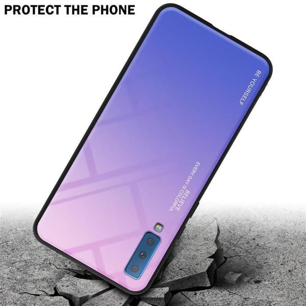 Fodral för Samsung Galaxy A7 2018 i ROSA - BLÅ Stötsäker Bicolor design Svart
