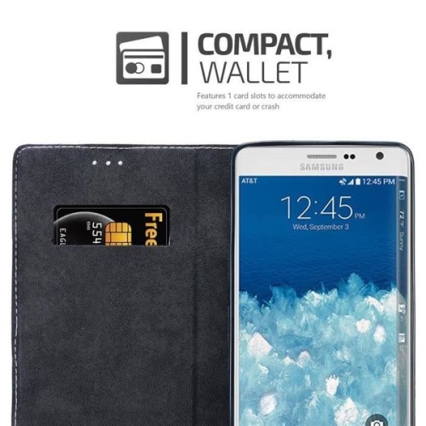 Plånboksfodral - CADORABO - Galaxy NOTE EDGE - Syntetläder - Svart - Osynlig magnetisk stängning Svart