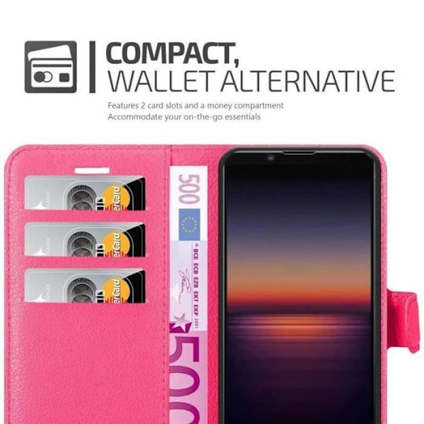 Fodral - CADORABO - Sony Xperia 1 II - Läderimitation - Rosa - Stativfunktion Rosa