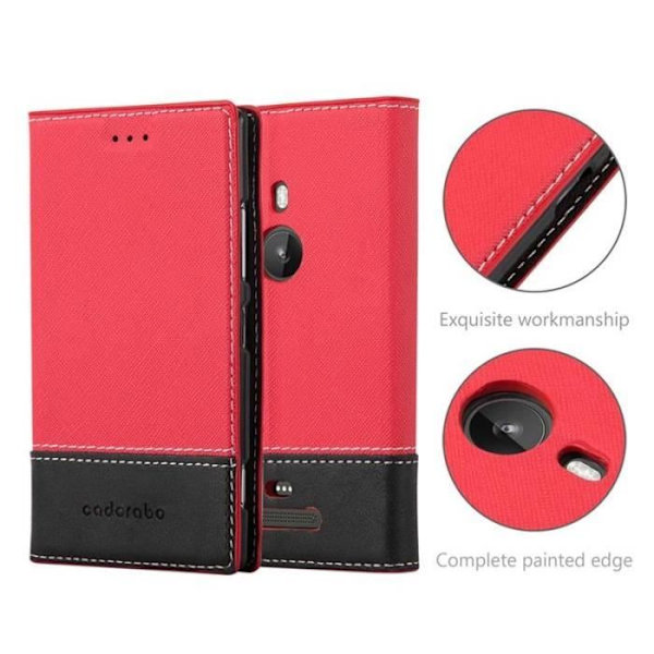 Plånboksfodral - CADORABO - Nokia Lumia 925 - Röd konstläder - Magnetisk stängning - 360° flip Röd