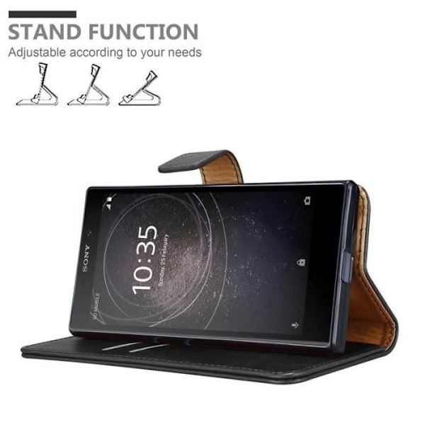Fodral - CADORABO - Sony Xperia L2 - Läderimitation - Svart - Stativfunktion Svart