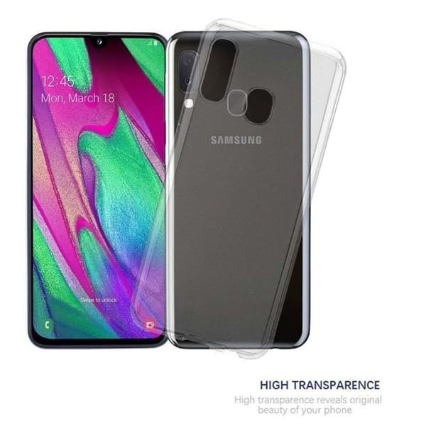 Transparent stötsäker silikonfodral för Samsung Galaxy A40 Vit