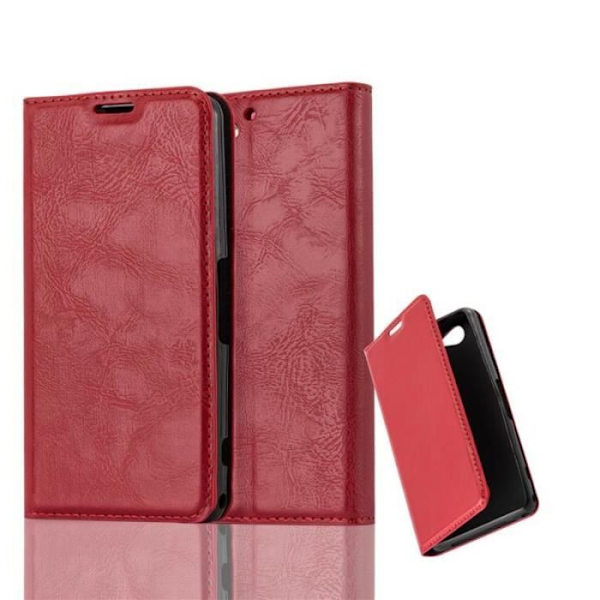 Sony Xperia Z2 COMPACT Fodral i APPLE RED från Cadorabo (INVISIBLE MAGNETIC CLOSURE Design) Fullt skyddsfodral med