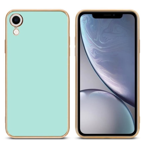 Fodral för Apple iPhone XR Fodral i glänsande mintgrön - guld Fodral Silikon TPU och kameraskydd