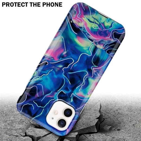Skal för iPhone 12 / 12 PRO i Blå Rosa Marmor Nr. 17 Skyddsetui Blå