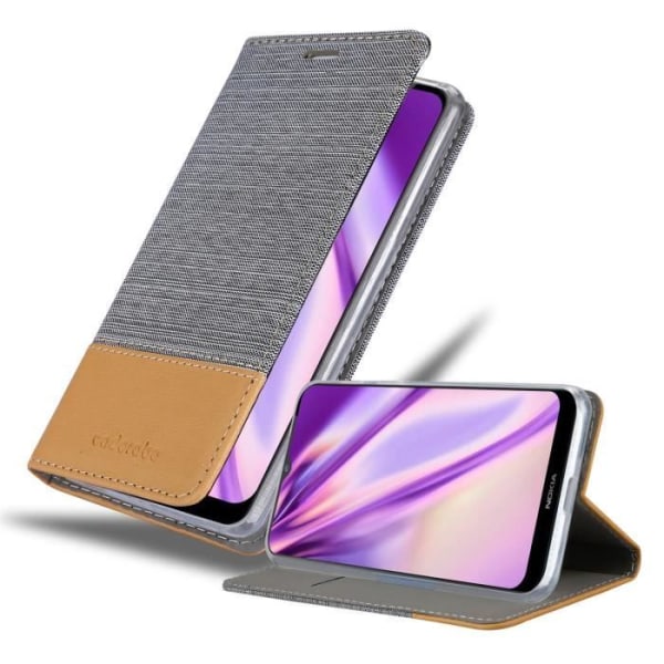 Étui för Nokia 2.4 - CADORABO - Ljusgrå Brun - Syntetiskt läder - Magnetisk stängning - Ställfunktion LJUSGRÅ BRUN