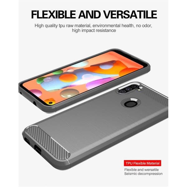 Skal för Samsung Galaxy A11 / M11 BORSTAD GRÅ Kolfiberdesign Grå