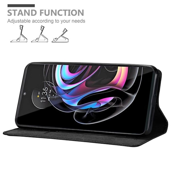 Coque för Motorola EDGE 20 PRO / EDGE S PRO Housse i NATT SVART Etui Fodral Skydd Plånbok Wallet Svart