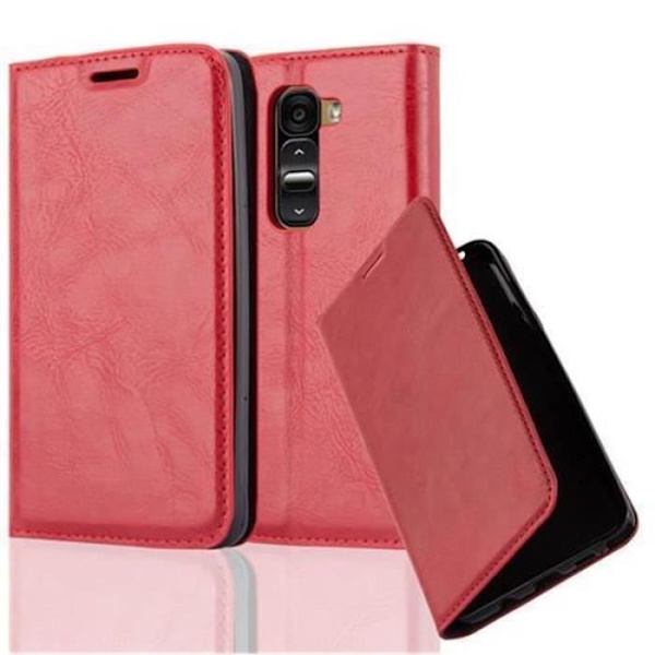 LG G2 MINI Fodral i APPLE RED från Cadorabo (INVISIBLE MAGNETIC CLOSURE Design) Helt skyddsfodral med Flip Flip
