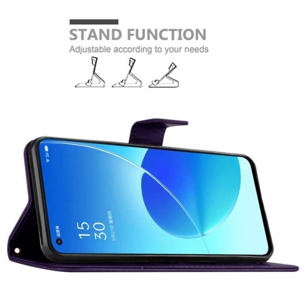 Fodral till Oppo Reno6 5G Fodral i DARK LILAC FLORAL Fodral Fodral Skydd Blommig plånbok