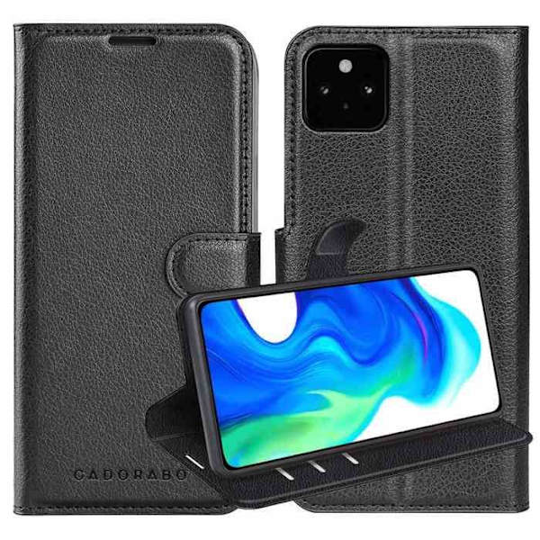 Fodral för Google PIXEL 5 XL Fodral i JET BLACK Fodral Skydd Magnetisk stängning plånbok Svart