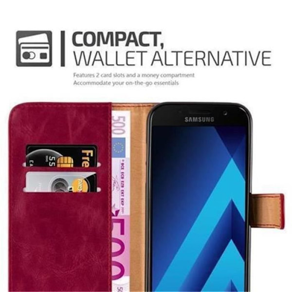 Cadorabo-fodral Samsung Galaxy A3 2017 (7) RÖD LYX Magnetisk skyddsfodral som stöder stativ och kortplats