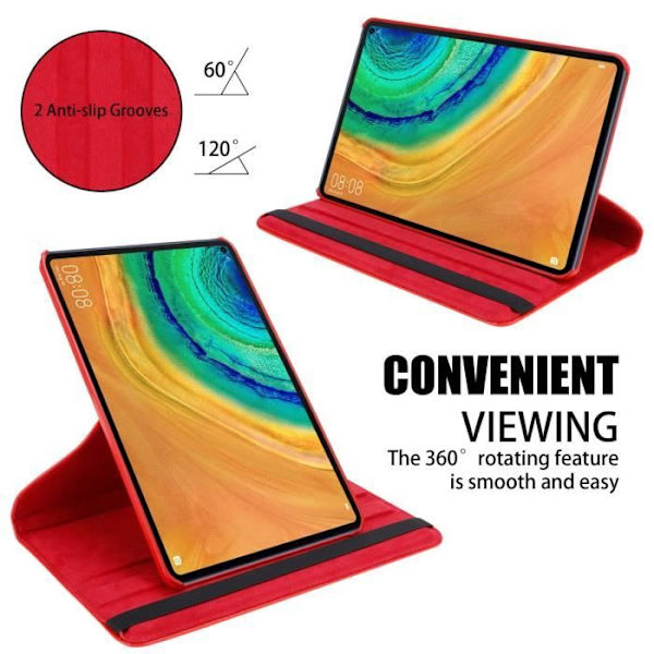 Tablettfodral - CADORABO - MatePad PRO - Syntetiskt läder - PAVOT röd - 360° skydd VALMMU RÖD