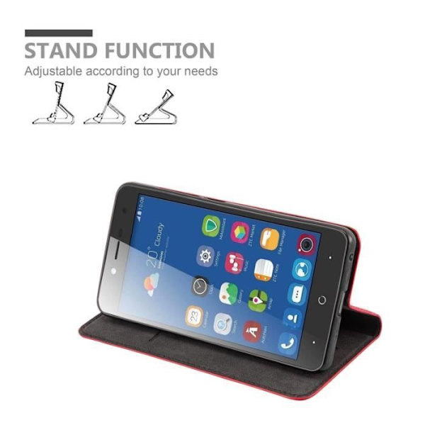 ZTE BLADE L7 Fodral i APPLE RÖD från Cadorabo (INVISIBLE MAGNETIC CLOSURE Design) Helt skyddsfodral med Flip Flip