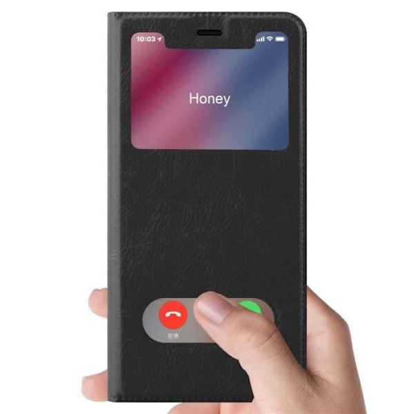 Coque - CADORABO - Apple iPhone XS MAX - Syntetiskt läder - Magnetstängning - Dubbel visningsfönster Svart