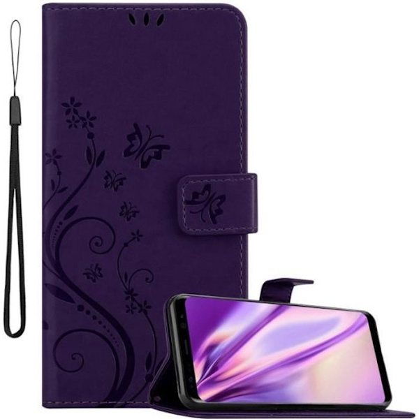 Coque - CADORABO - Samsung Galaxy S8 - Similicuir - Blommönster - Ställfunktion Lila