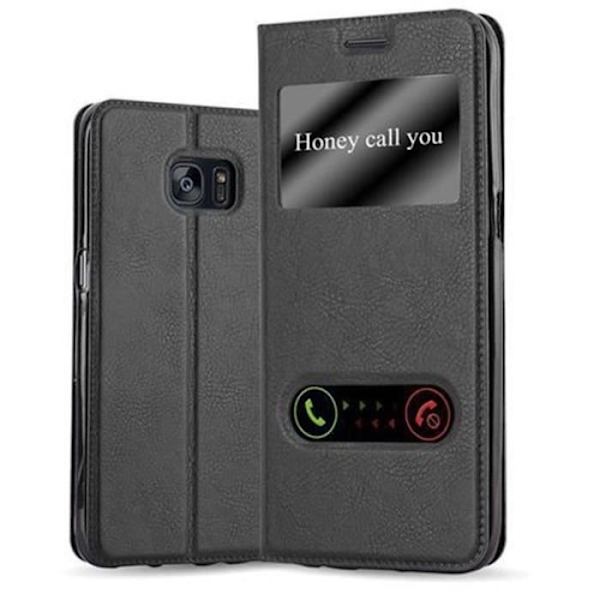 Samsung Galaxy S7 EDGE Fodral i COMET BLACK från Cadorabo (Design VIEW) Helt skyddsfodral med flip flik, stativ
