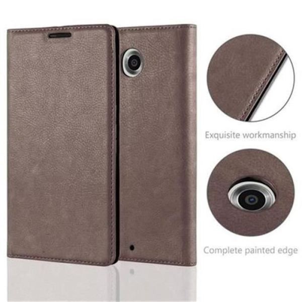 Google NEXUS 6-fodral i kaffebrunt från Cadorabo (INVISIBLE MAGNETIC CLOSURE Design) Helt skyddsfodral med flipflik