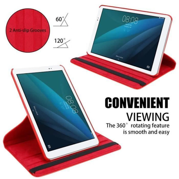 Tablet fodral - Cadorabo - Huawei MediaPad T1 10 - Röd - Syntetiskt läder - Inbyggd ställning Röd