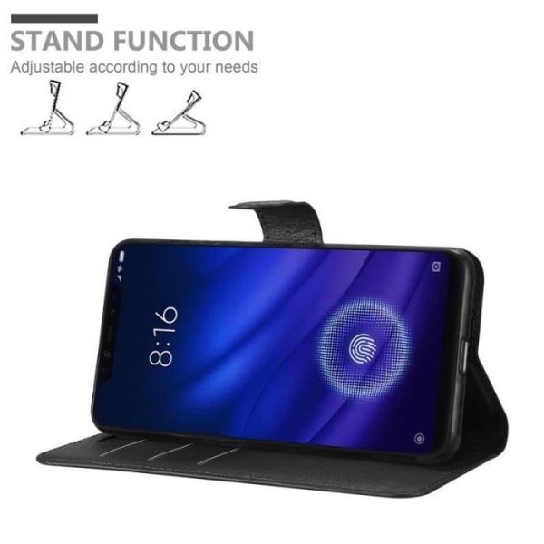 Fodral - CADORABO - Xiaomi Mi 8 PRO - Konstläder - Stativfunktion - 3 kortfack Svart