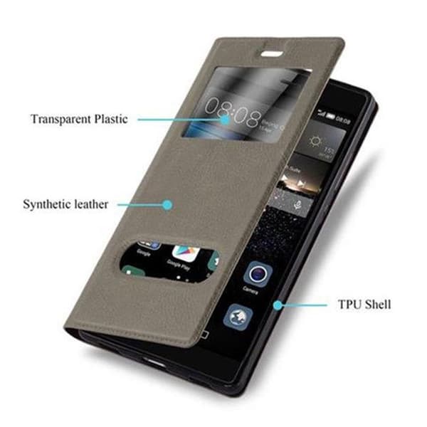 Flipfodral för Huawei P8 Fodral i BRUN STEN Skydd brun