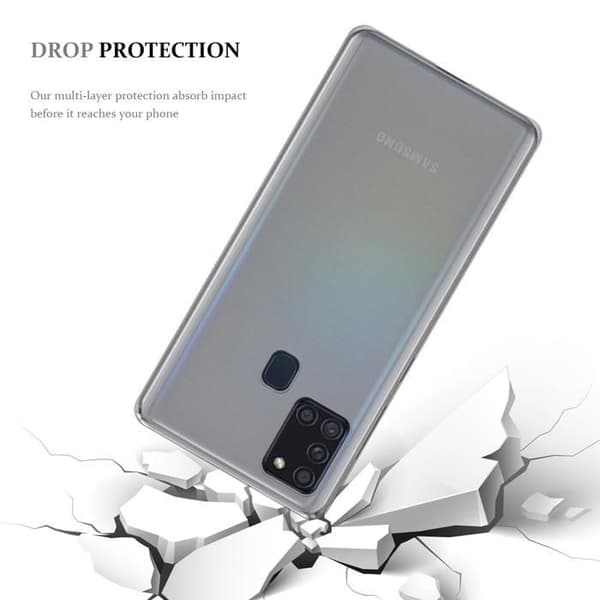 Transparent stötsäker silikonfodral för Samsung Galaxy A21s Vit