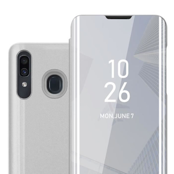 Coque - CADORABO - Galaxy A20/A30/M10s - Clear View - Silver - 360° Skydd Pengar
