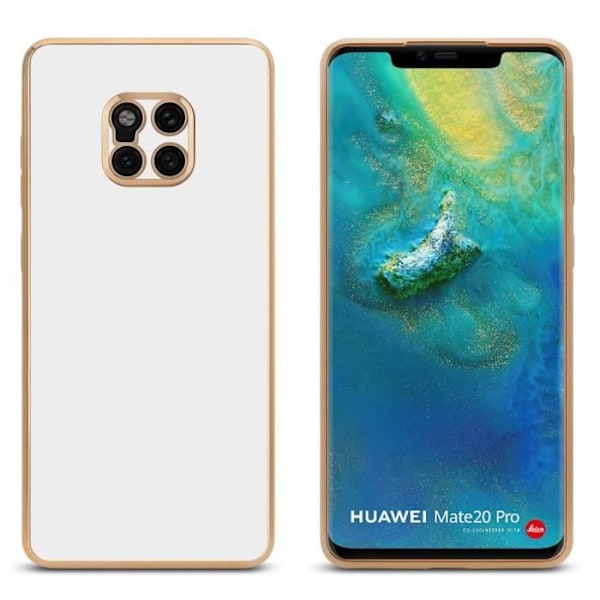 Fodral till Huawei MATE 20 PRO Fodral i glansigt vitt - guld Fodralskydd Silikon TPU och kameraskydd Vitt guld