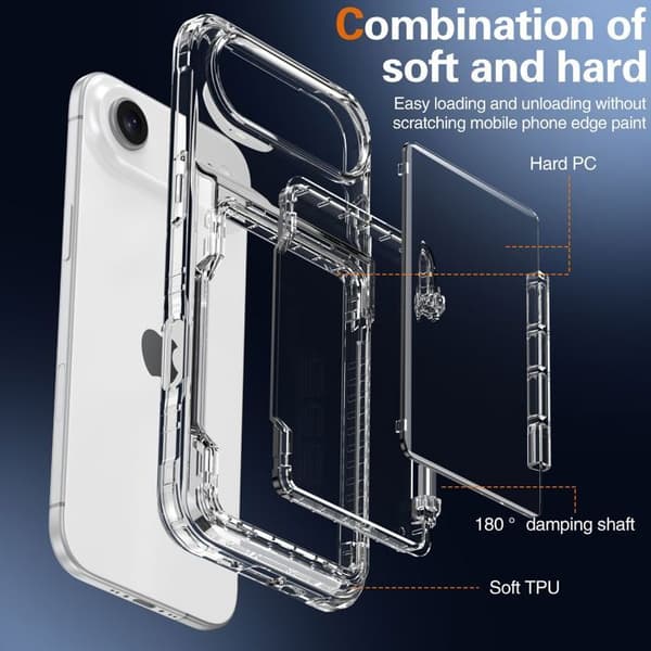 Transparent skal för iPhone 17 AIR med kortfack Vit