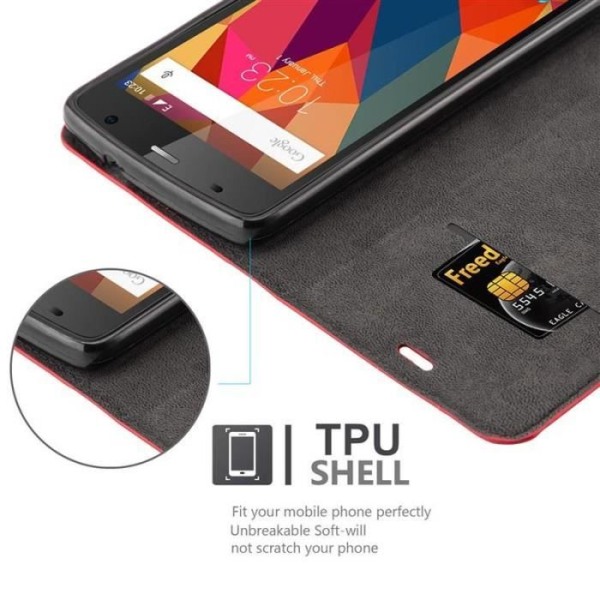 ZTE BLADE L5 Fodral i APPLE RED från Cadorabo (INVISIBLE MAGNETIC CLOSURE Design) Fullt skyddsfodral med flipskydd