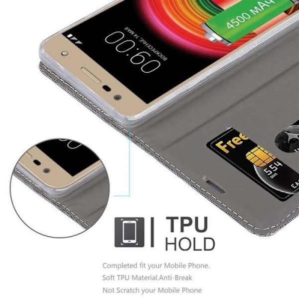 Cadorabo Fodral till LG X POWER 2 i GRÅ SVART