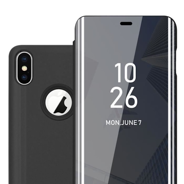 Cadorabo Fodral till Apple iPhone XS MAX i SVART TOURMALINE Clear View Mirror Protection Cover 360 graders skydd SVART TURMALIN