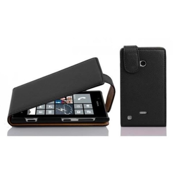 Cadorabo Nokia Lumia 720 DESIGN FLIP Style Fodral Skal i konstläder Struktur JET SVART