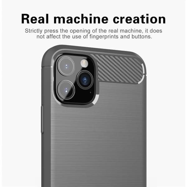 iPhone 11 PRO MAX FODRAL BORSTAD GRÅ Kolfiberdesign Grå